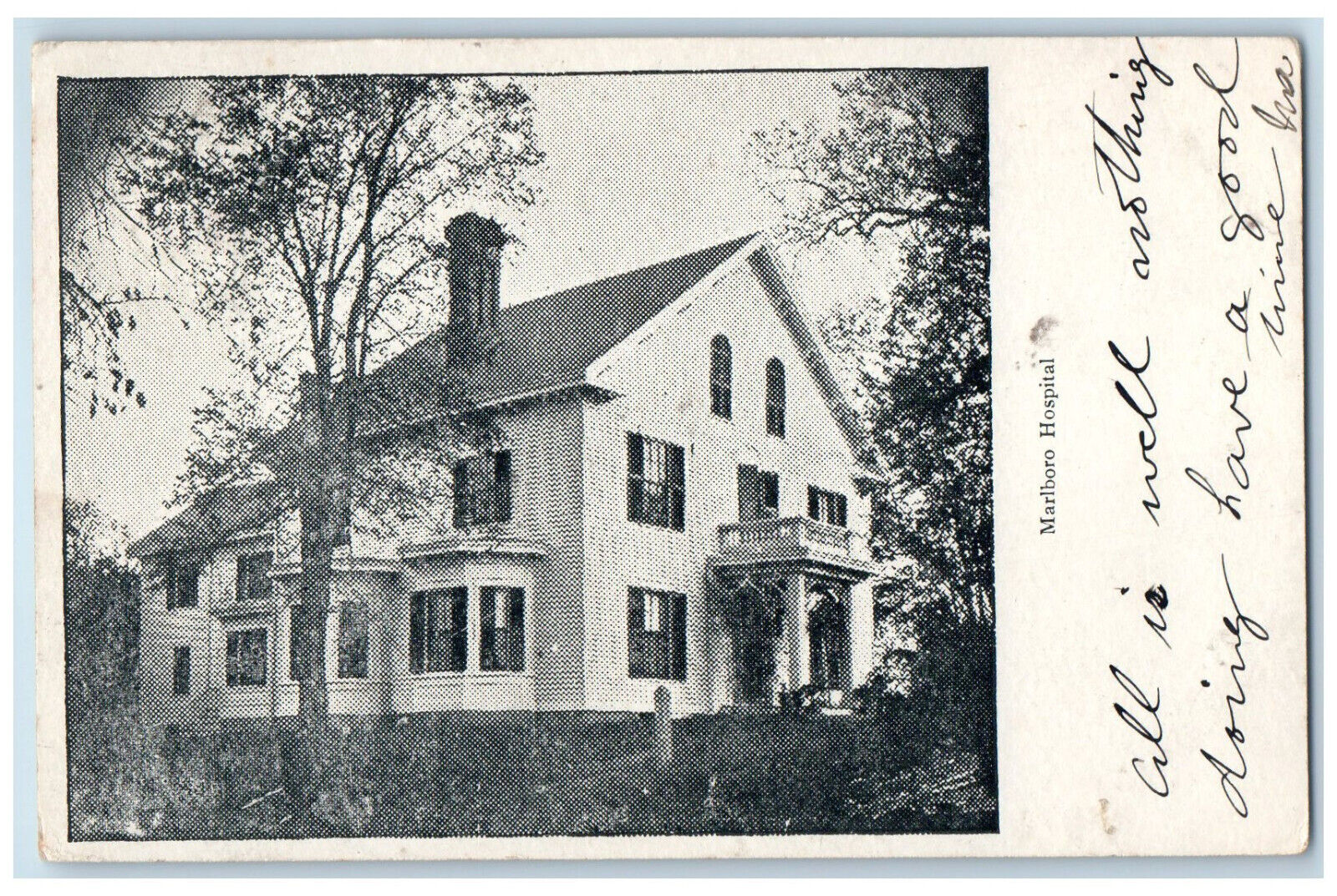 c1905 Marlboro Hospital Marlboro Massachusetts MA Antique Estabrook Postcard