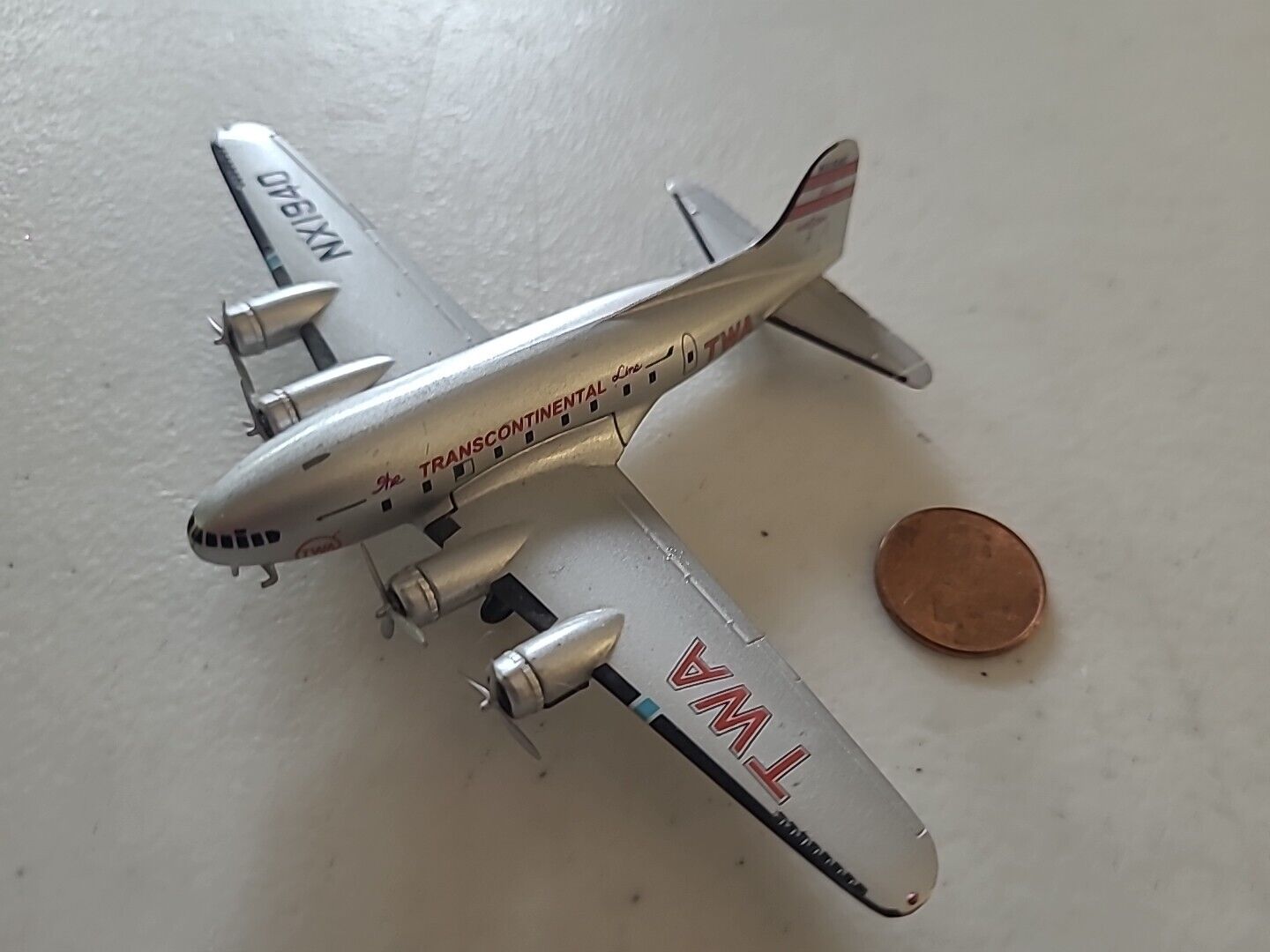 Vintage Looking TWA Airlines Plane Diecast Metal