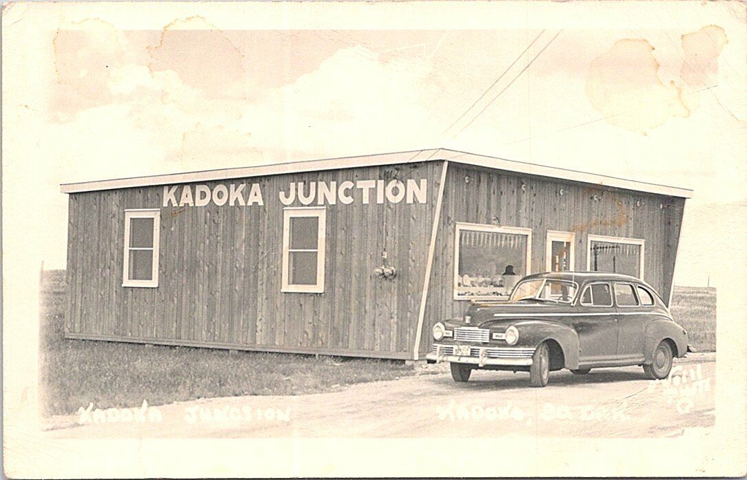 Kadoka South Dakota Kadoka Junction Gas Station Roadside RPPC 1940s