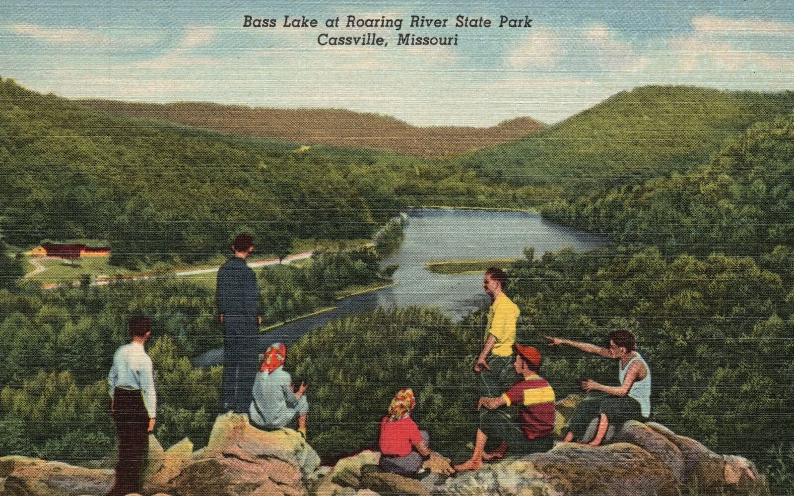 Vintage Postcard Bass Lake At Roaring River State Park Cassville Missouri MO