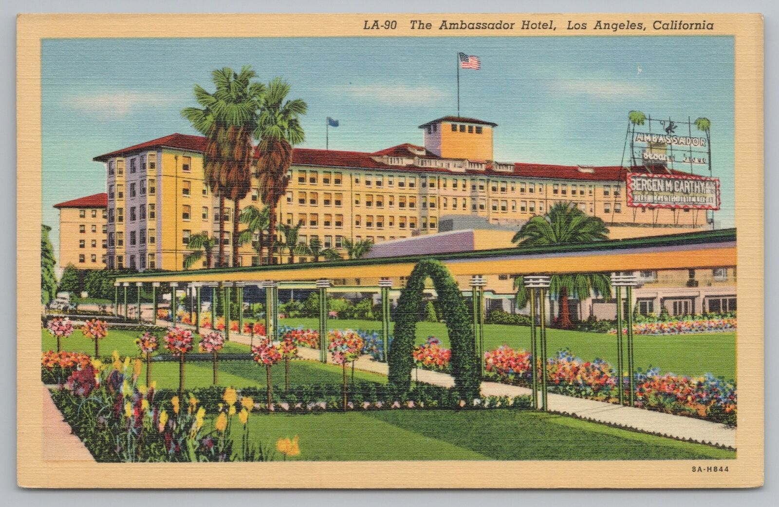 Hotel & Resort~The Ambassador Hotel~Los Angels California~Vintage Postcard