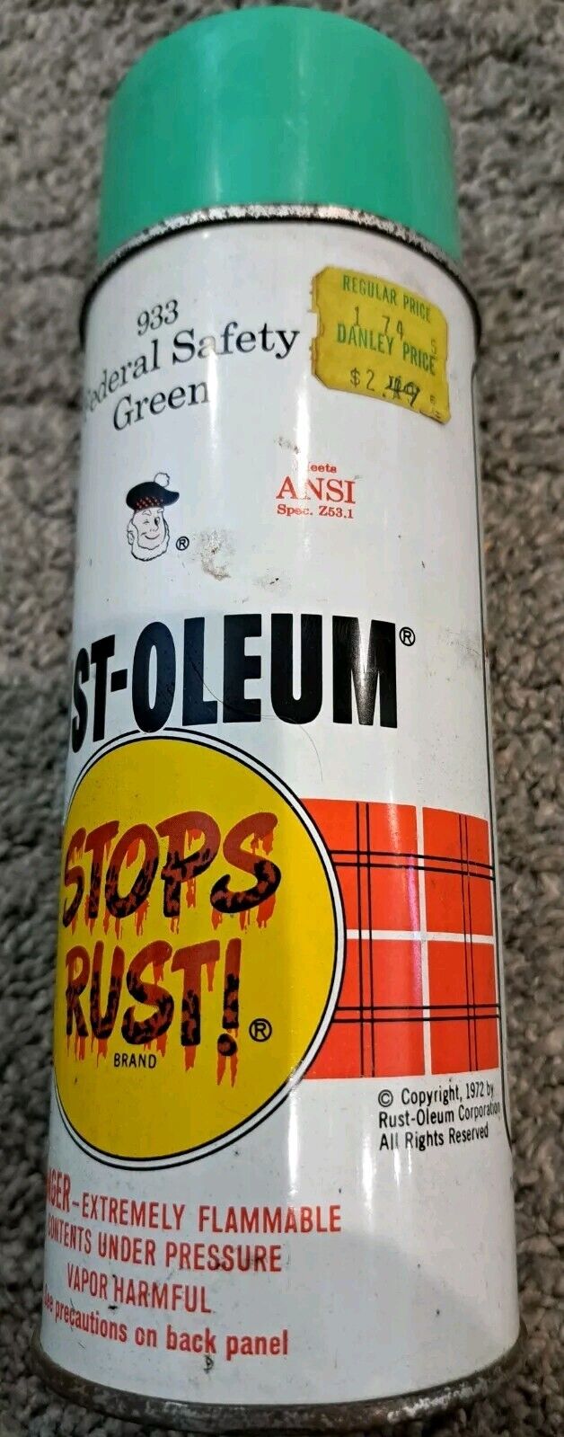 Vintage Rust-Oleum Federal Safety Green Spray Paint Can 933 1972