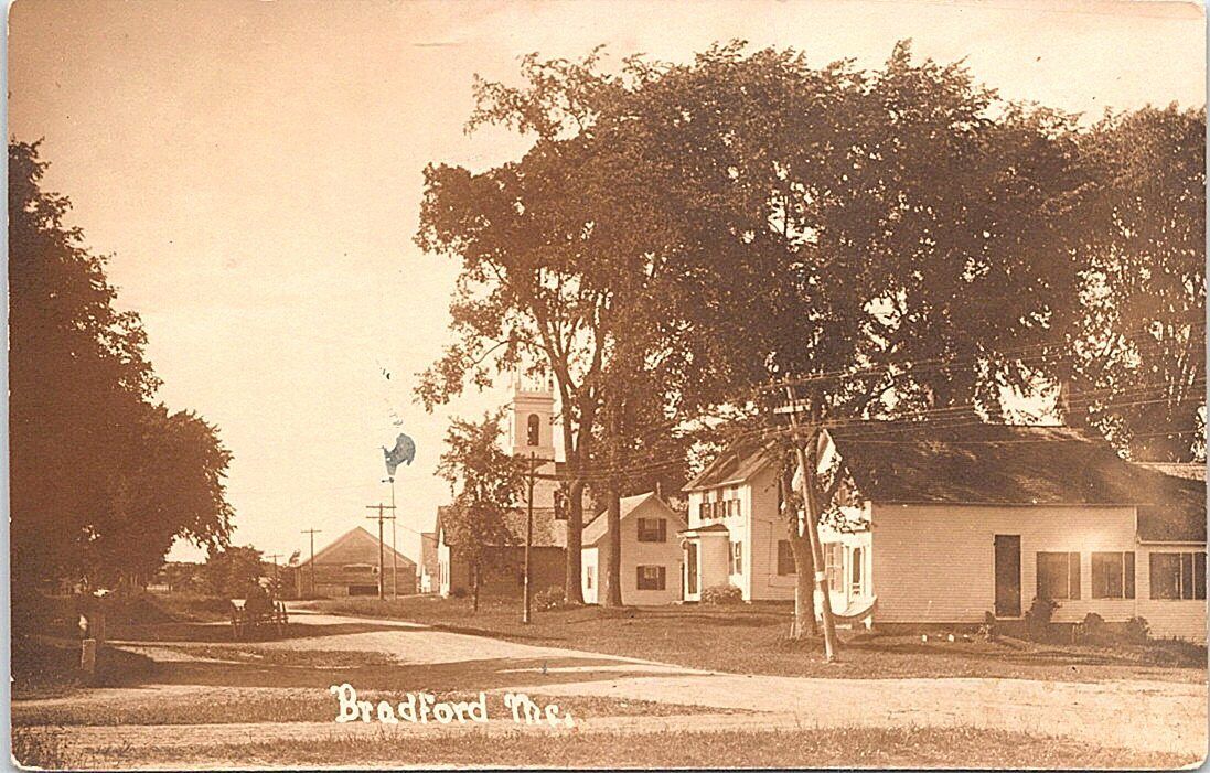 RPPC Bradford Maine Town Scene Street Scene 1910