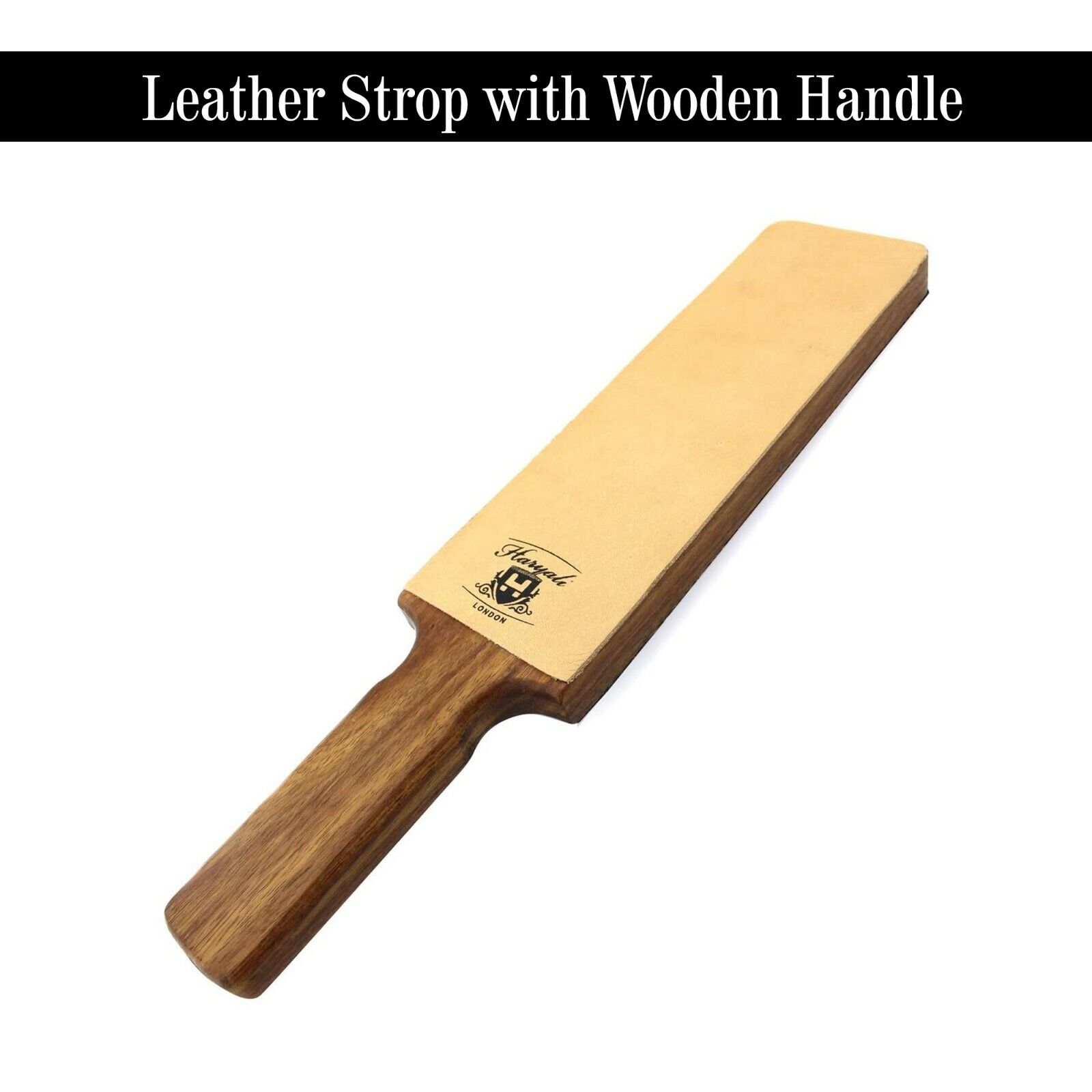 Men Leather Paddle Strop Double-Sided Sharpening With Wooden Handle