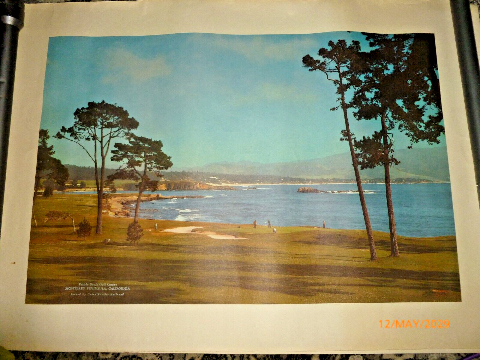 Pebble Beach Golf Course Vintage 1950\'s Union Pacific Railroad Ad Poster 26x36\
