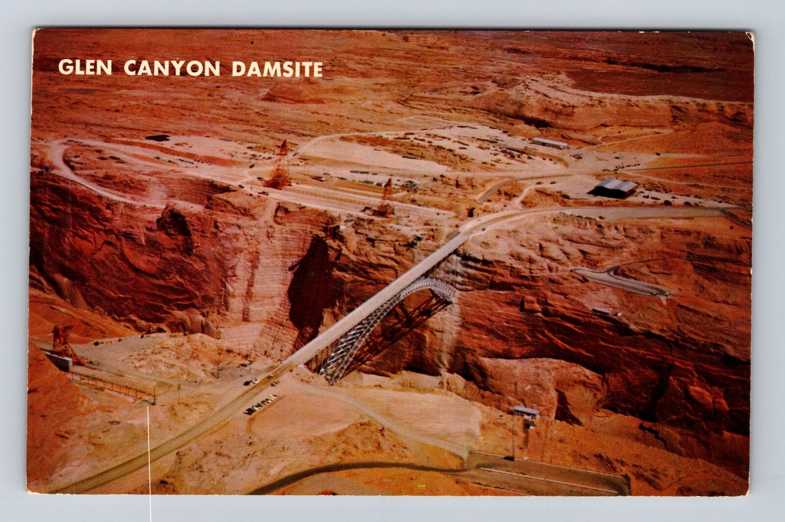 Glen Canyon AZ-Arizona, Damsite, Highway Bridge, Antique Vintage Postcard