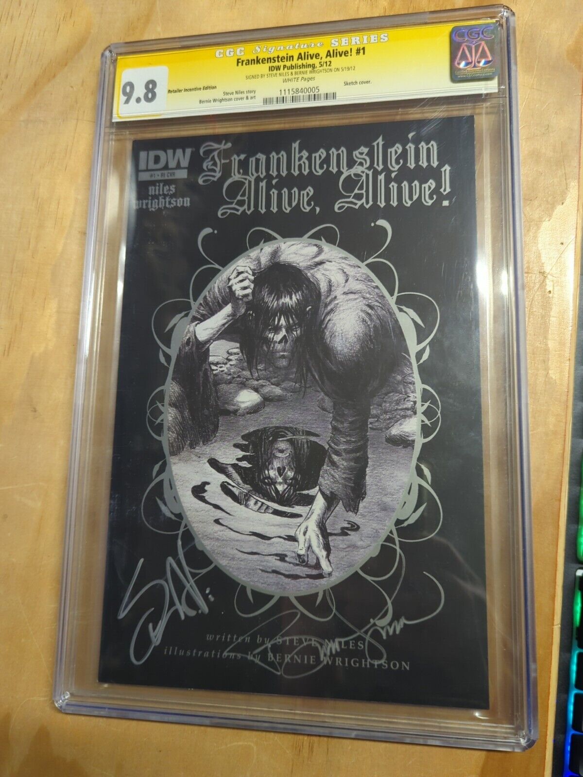 Frankenstein Alive, Alive #1B 9.8 CGC SS Signed by Bernie Wrightson/Steve Niles