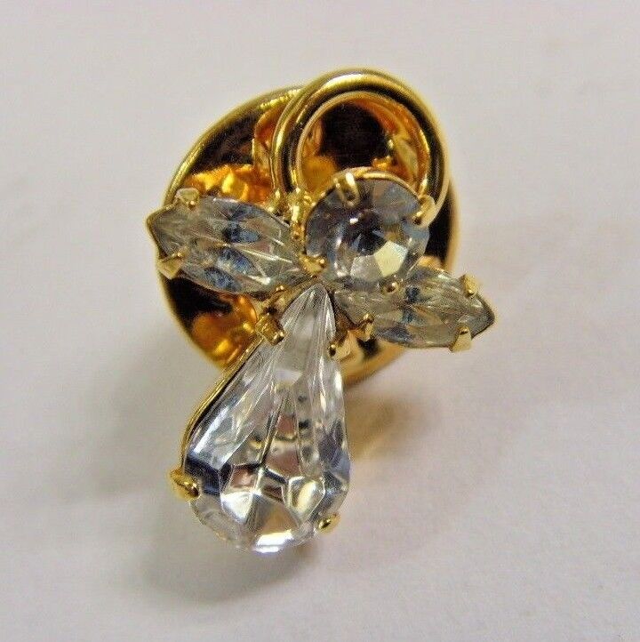 Vintge christian catholic faith prong set diamante angle lapel pin brooch fv1458