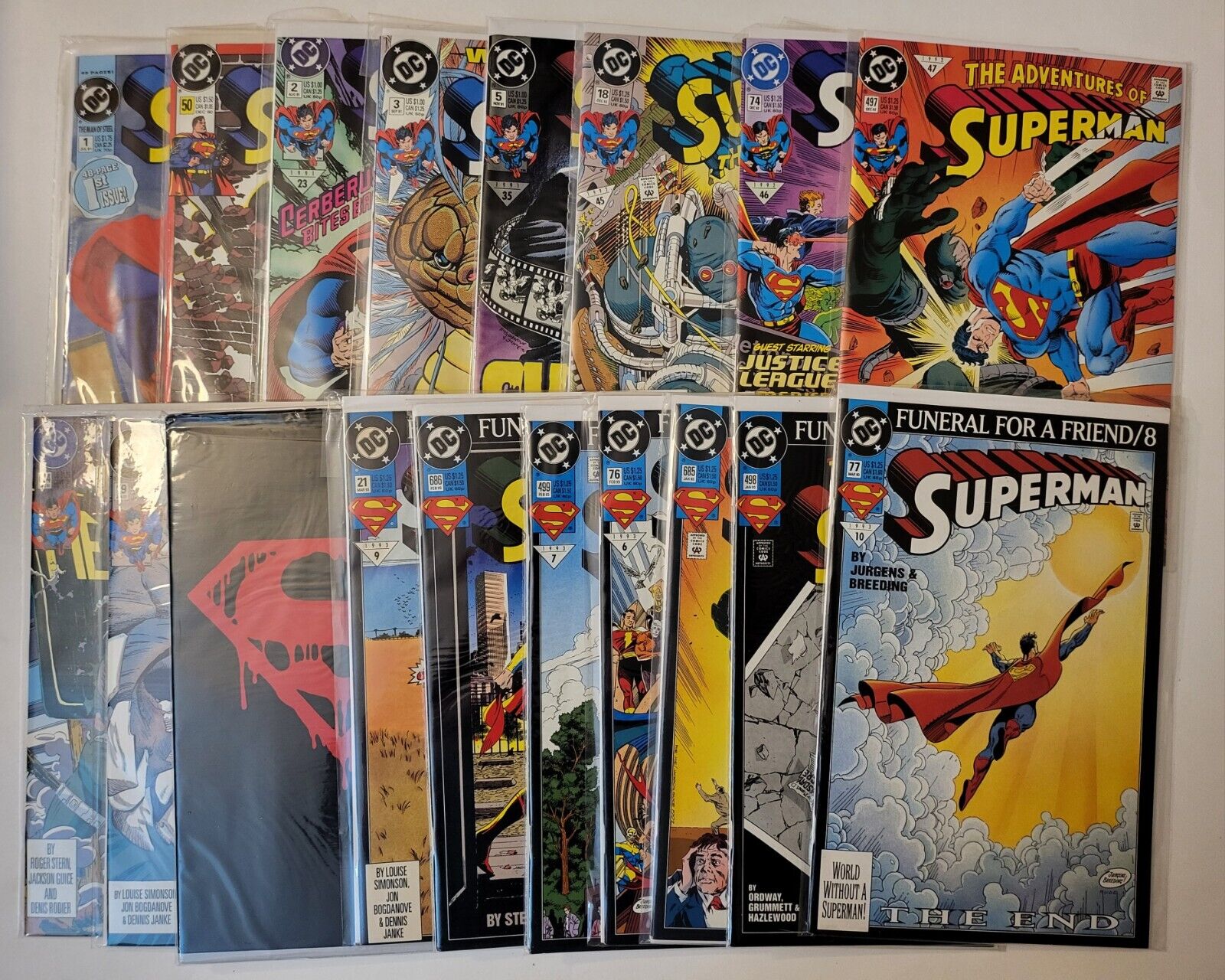 Superman Lot x18 Man Of Steel Funeral For A Friend Doomsday 1991 1992 1993 #75