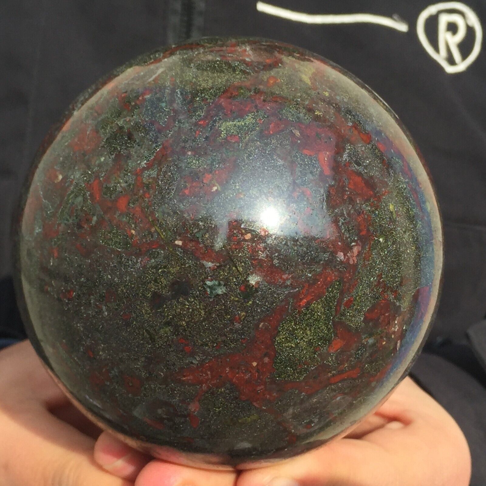1.65kg Natural dragon blood stone ball quartz crystal sphere 97mm reiki XQ2285