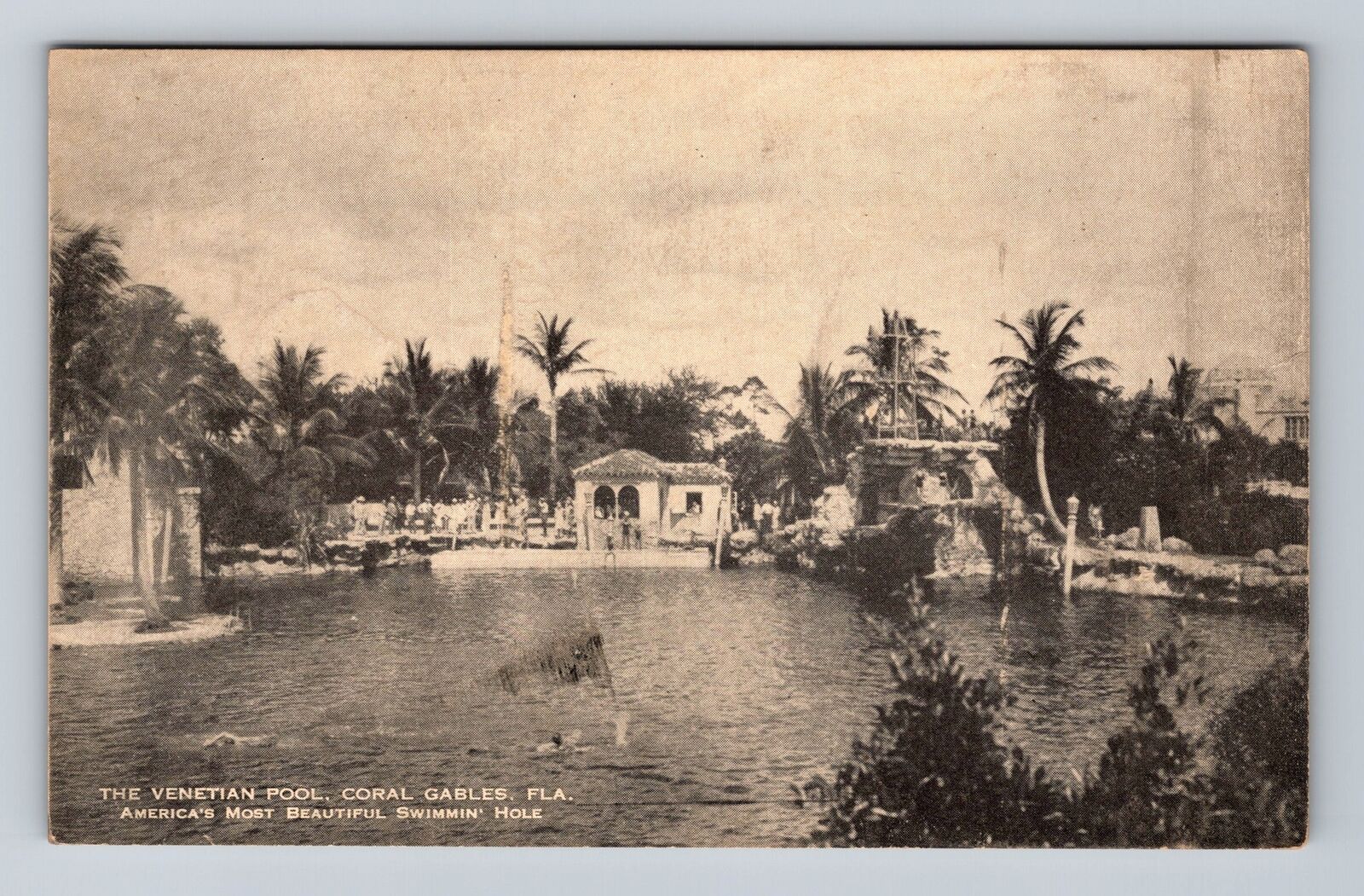 Coral Gables FL-Florida, Venetian Pool, Swimming Area, Antique Vintage Postcard
