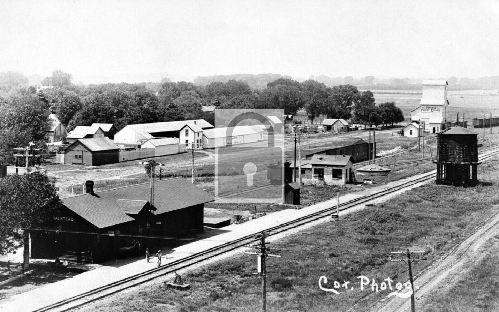 Railroad Train Station Depot Halstead Kansas KS Reprint Postcard