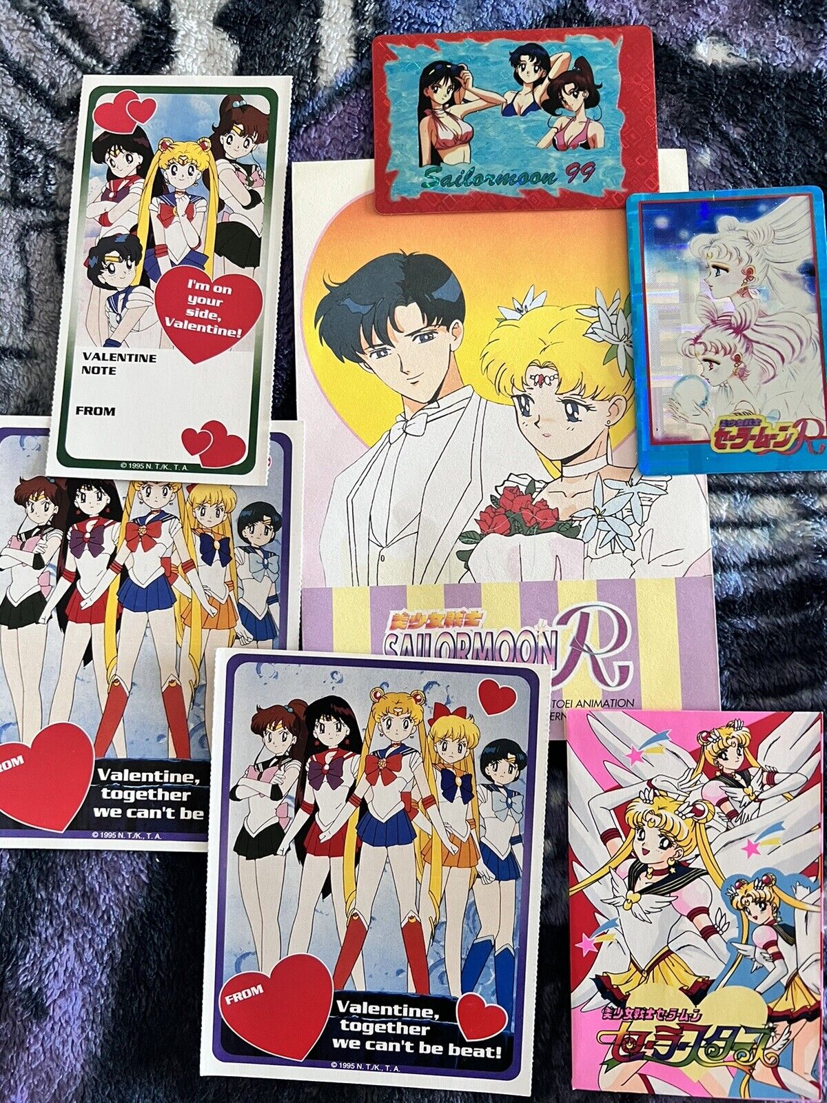 1995 Sailor Moon valentines stationary stickers lot of 7 prism stickers