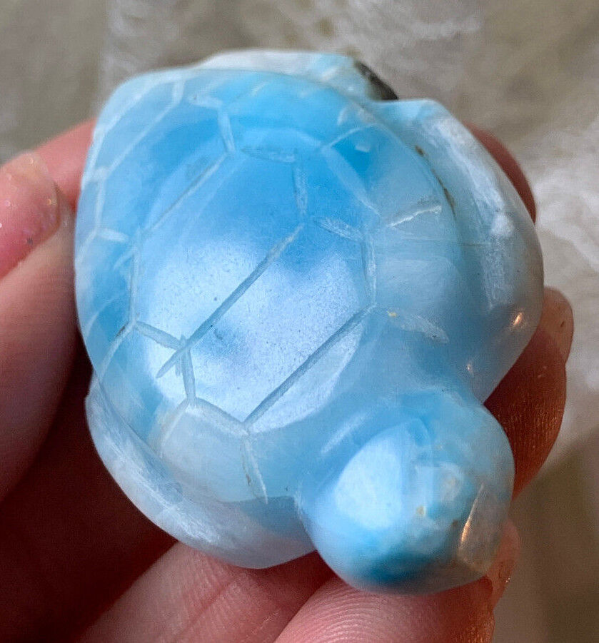 GORGEOUS AAA+ GRADE LARIMAR SEA TURTLE CRYSTAL CARVING DOMINICAN REPUBLIC *2