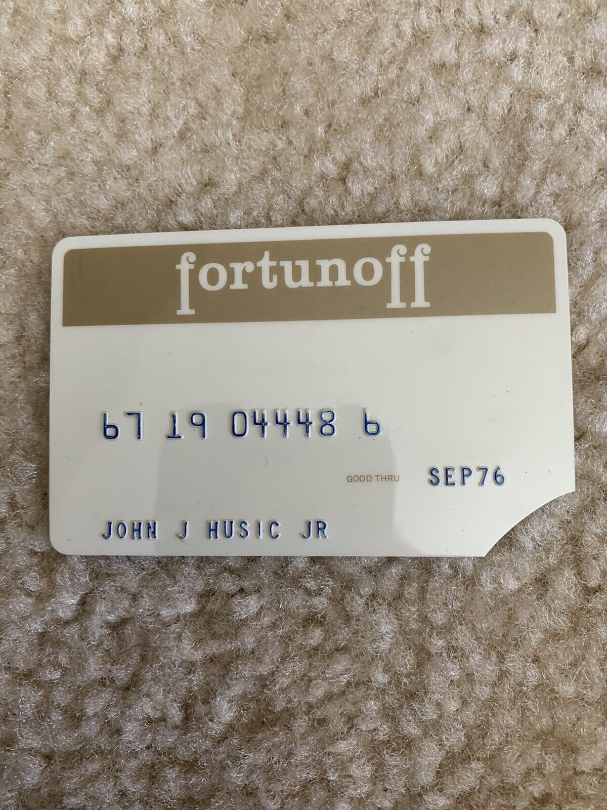 Vintage Fortunoff Credit Card Expired in 9/76