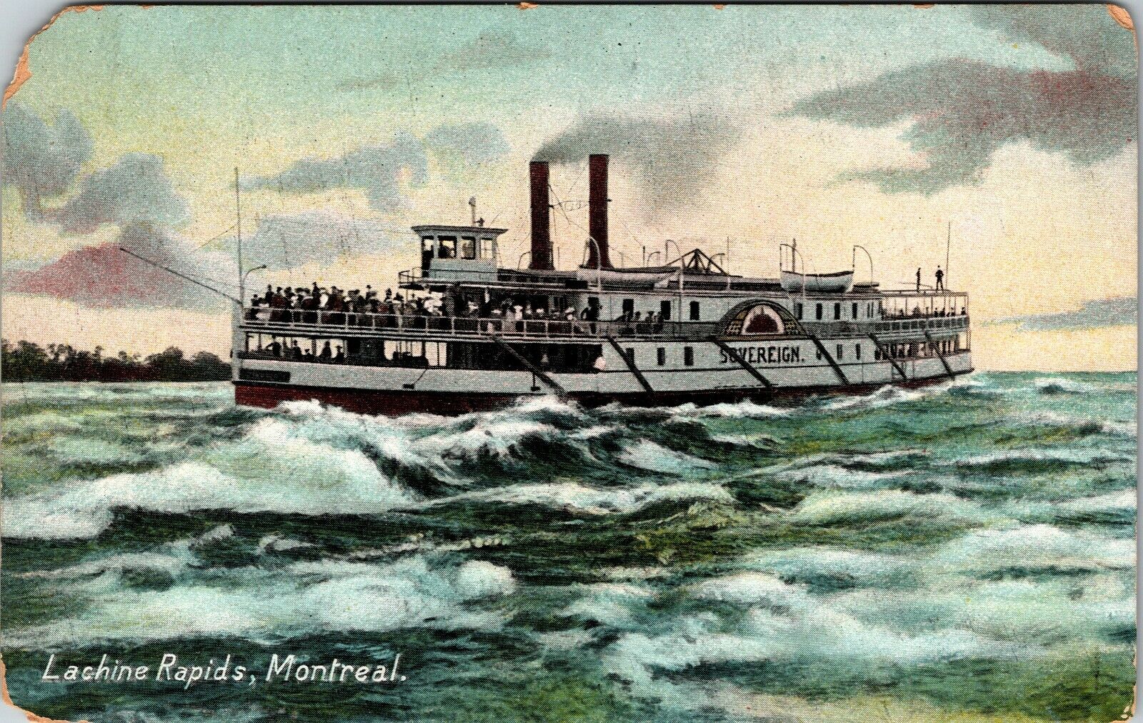 Lachine Rapids Montreal Canada Steam Ship  Vintage Postcard 