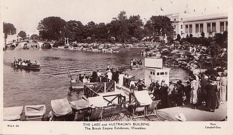 RPPC Postcard Lake Australian Bldg Wembley Exhibition