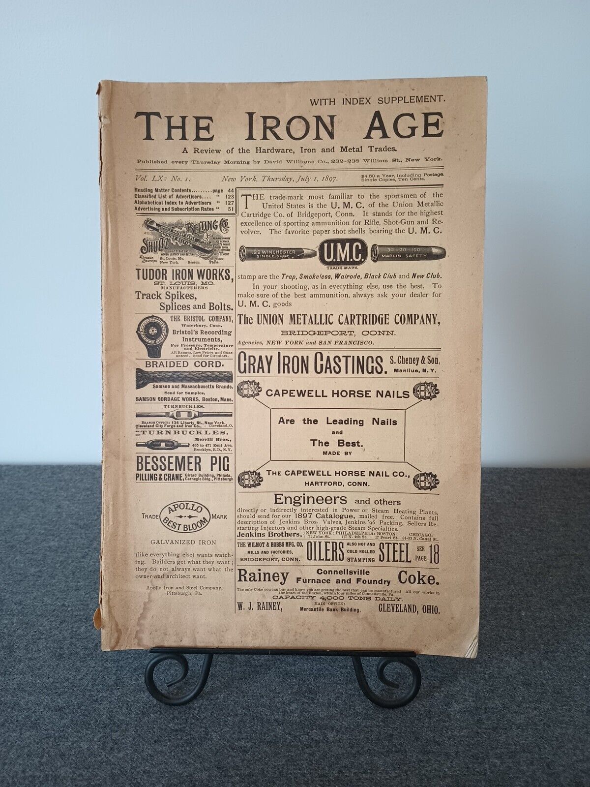 1897 THE IRON AGE Hardware Iron And Metal Trades Review David Williams New York