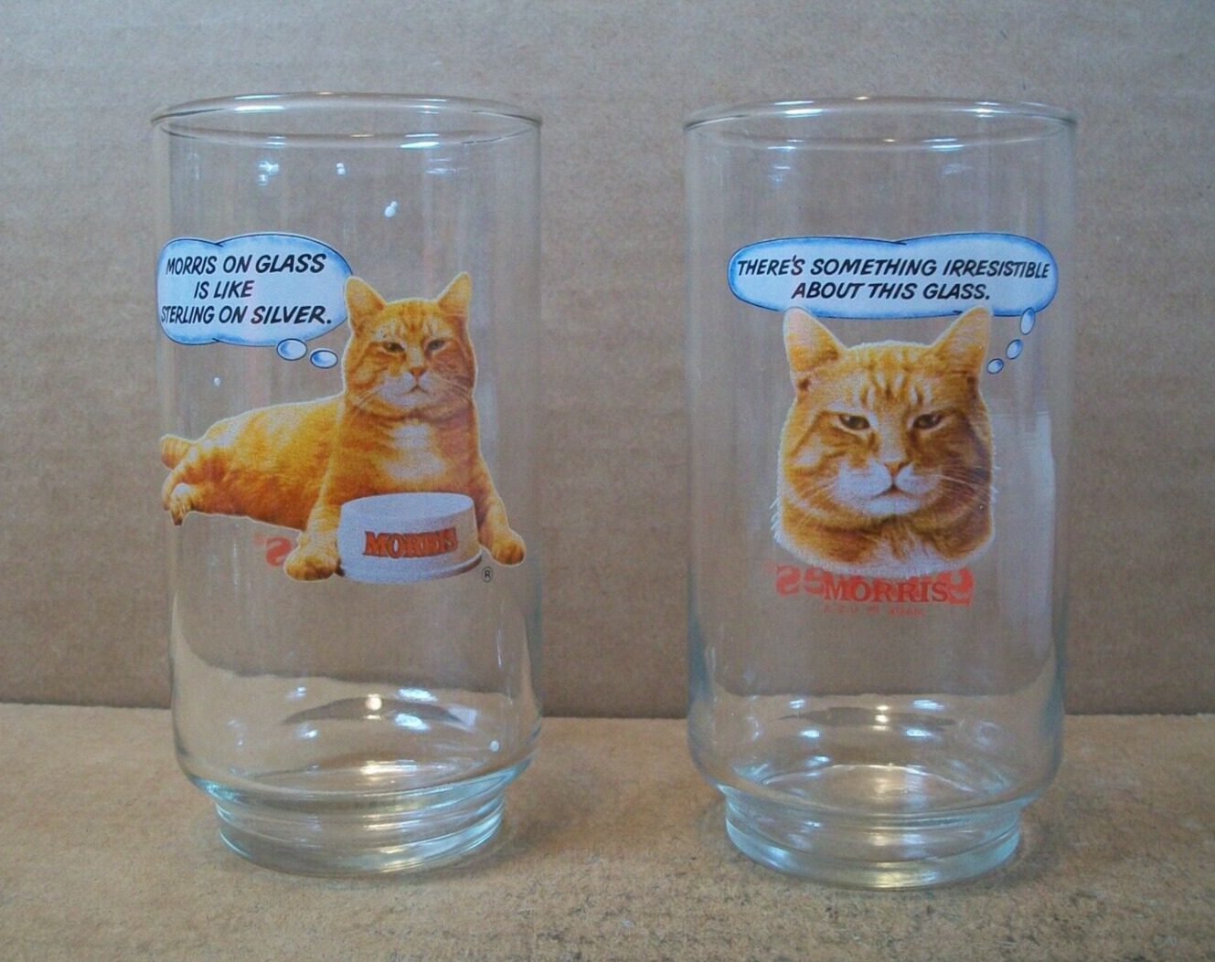 9 Lives Promotional MORRIS THE CAT 12oz Drinking Glass Set ~ 5\