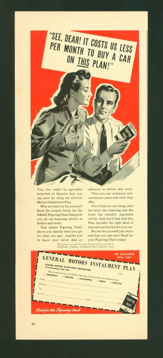 General Motors Acceptance Corporation Vintage 1941 Print Ad