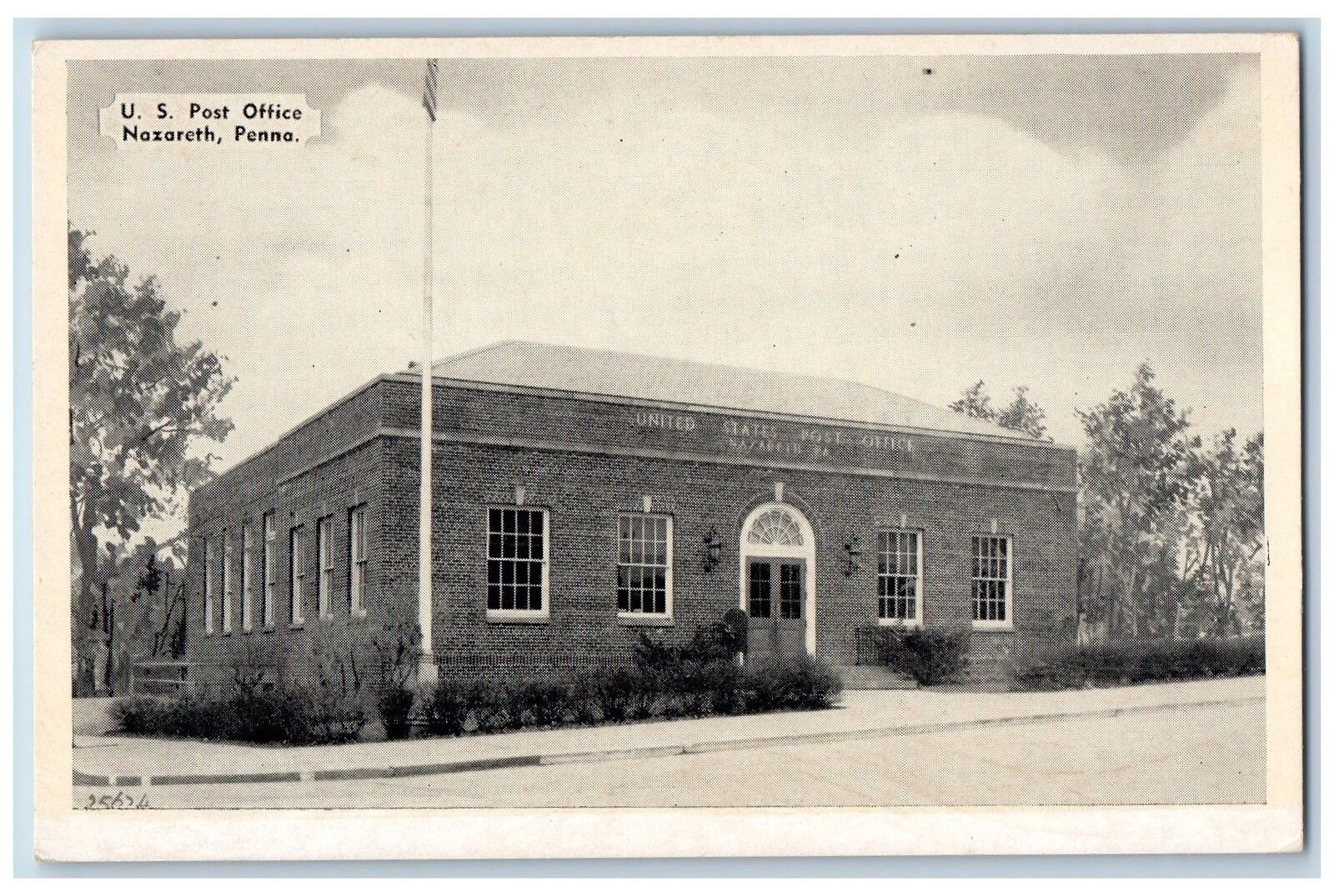 Nazareth Pennsylvania PA Postcard U.S. Post Office Exterior Roadside c1920's