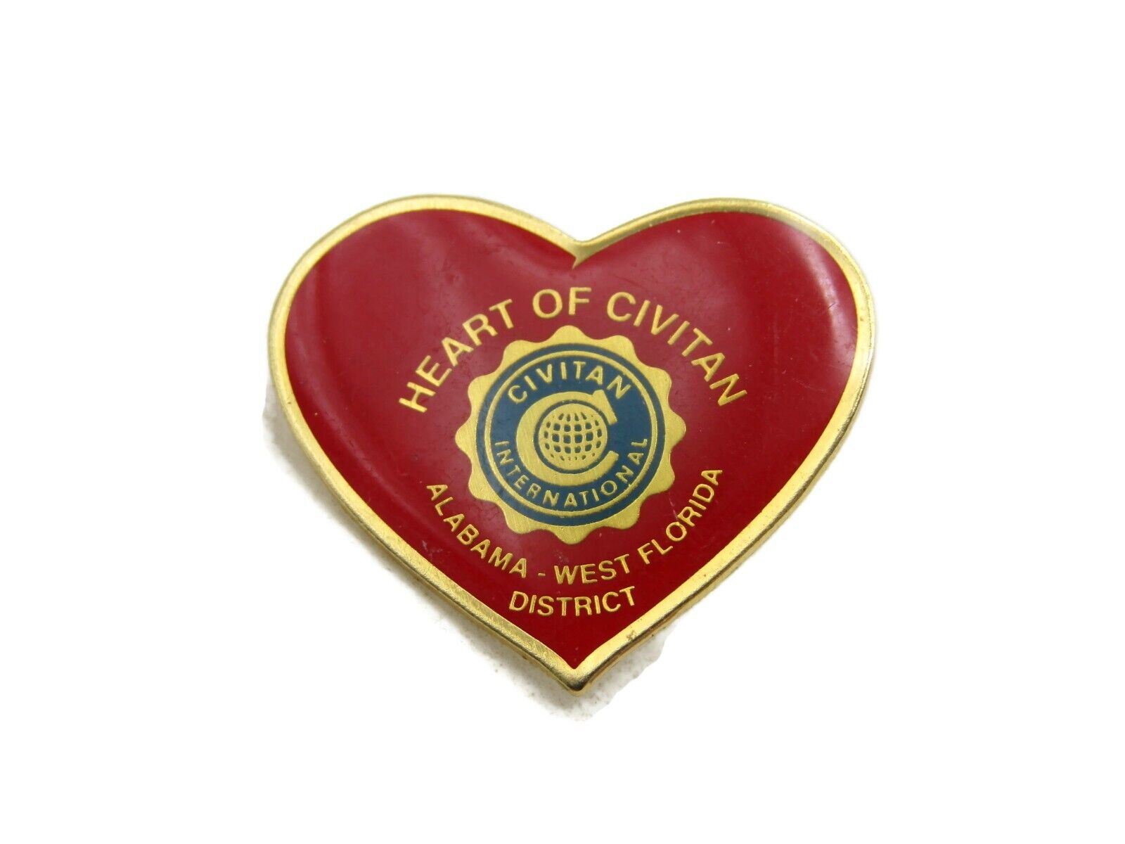 Civitan International Red Heart Pin Heart Of Civitan Gold Tone