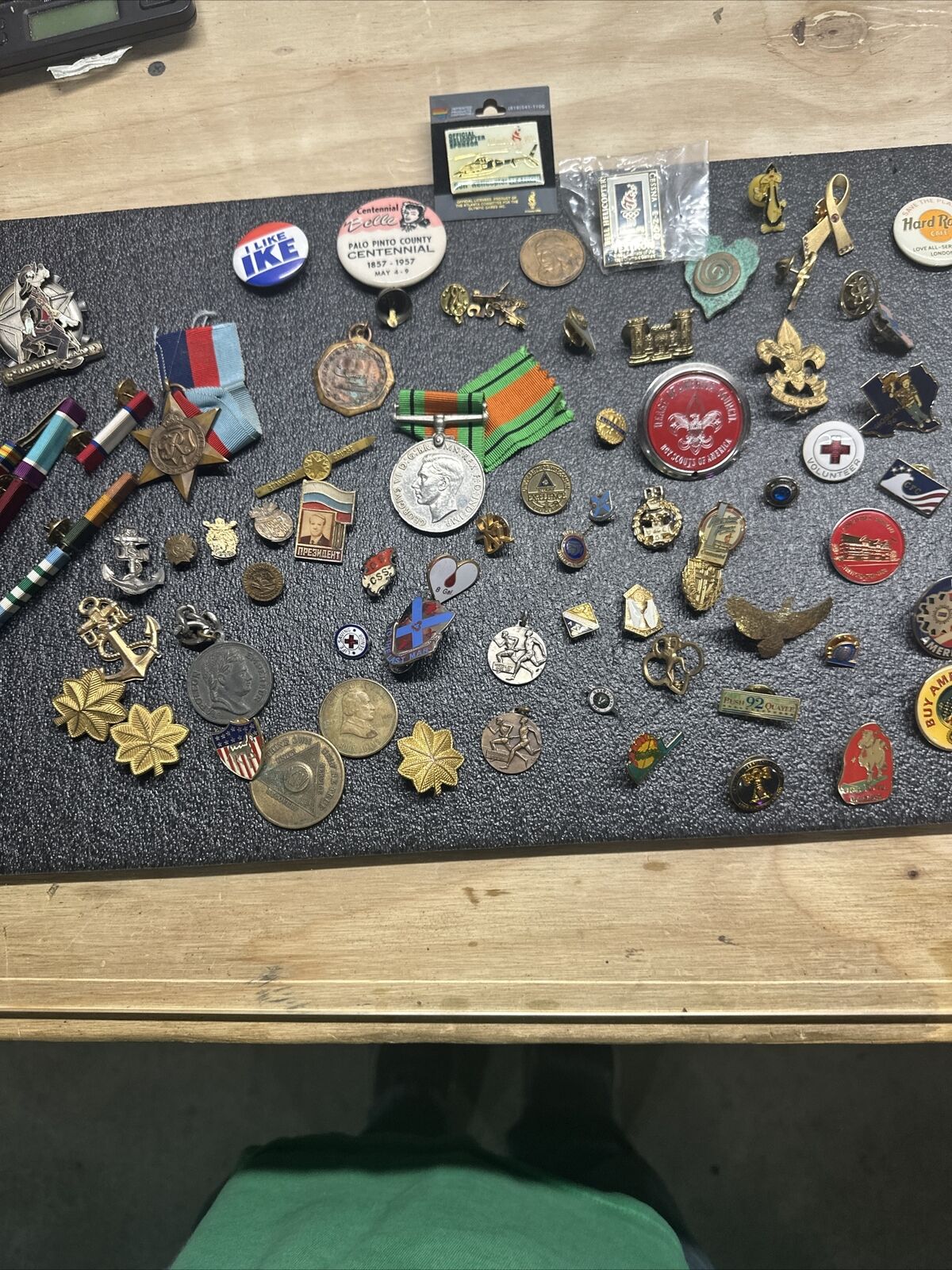 Vintage Military Collectible Mixed Pin And Medals Lot Etc