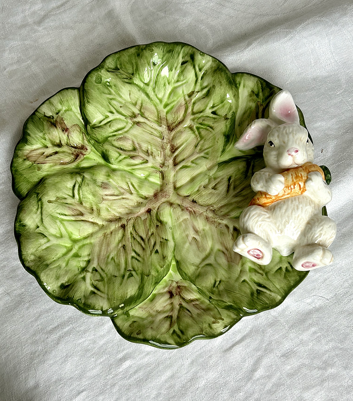 Wedgwood Nantucket Ceramic 3-D Bunny Rabbit Lettuce Tray Dish 9\