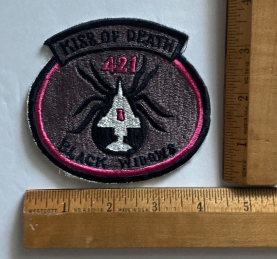 ORIGINAL USAF 421ST FIGHTER SQ BLACK WIDOWS KISS OF DEATH -Hill AFB, UT PATCH