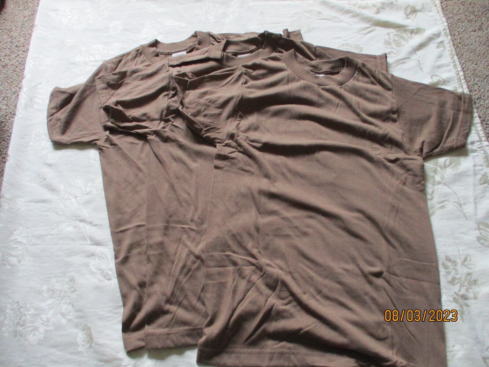 NEW/NOS Coyote Brown  - 3-Pack Military T-Shirts - Cotton, Crew Neck - X-SMALL
