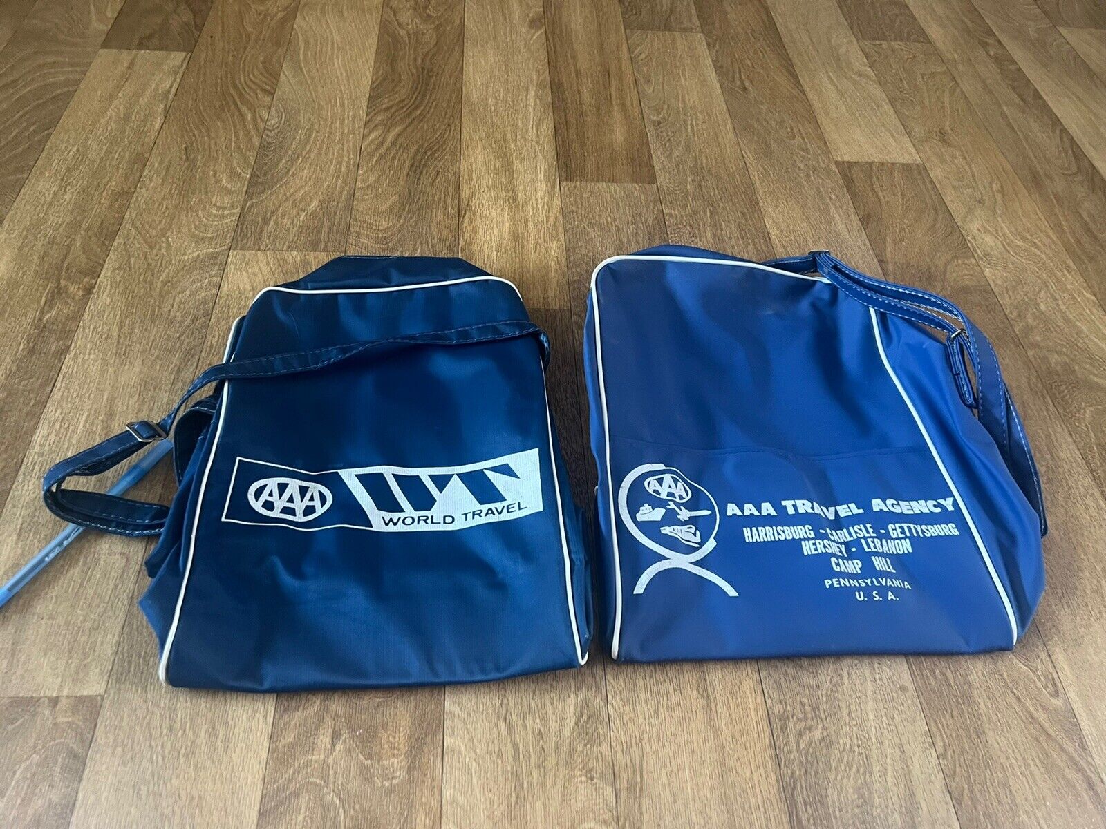 (2) AAA World Travel Camp Hill Tote Bags Blue Clean