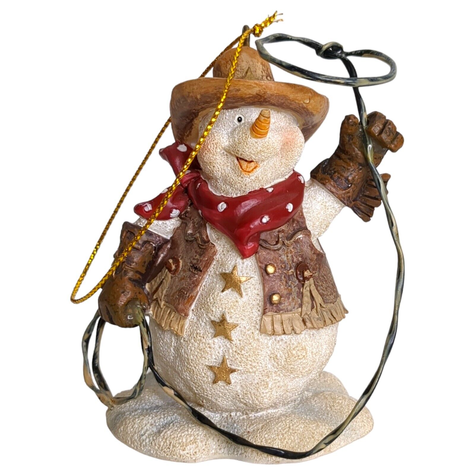 Snowman with Lasso Bandana Cowboy Western Christmas Ornaments Resin 3\
