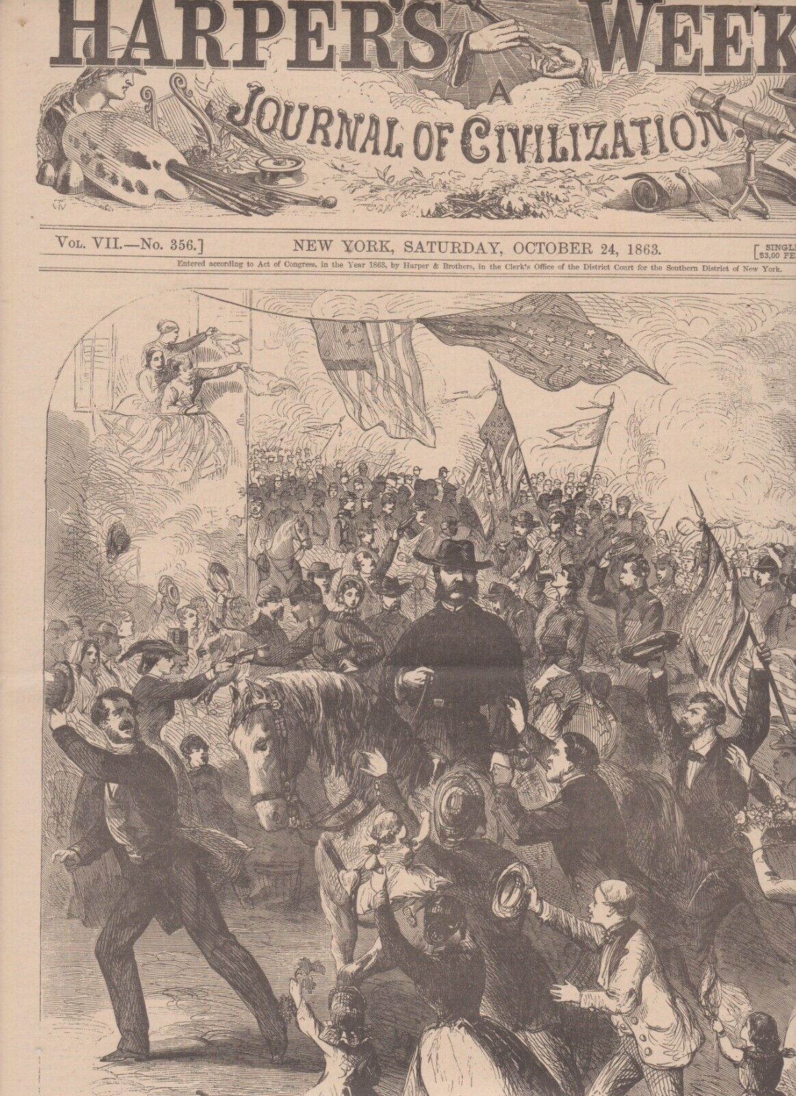 JUL 25,1863  HARPERS WEEKLY REISSUE-CIVIL WAR COVER- GEN BURNSIDE-IN E TENNESSEE