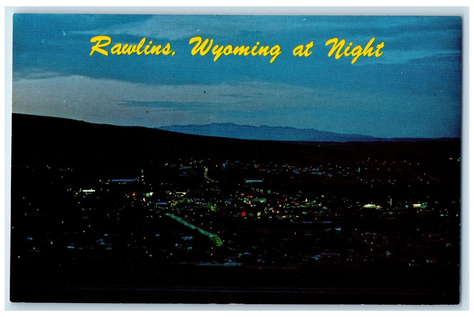 c1960\'s Spectacular Night View Of Carbon County Seat Rawlins Wyoming WY Postcard