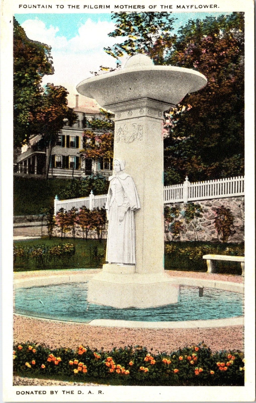 Postcard Fountain To The Pilgrim Mothers Of The Mayflower, Plymouth, MA