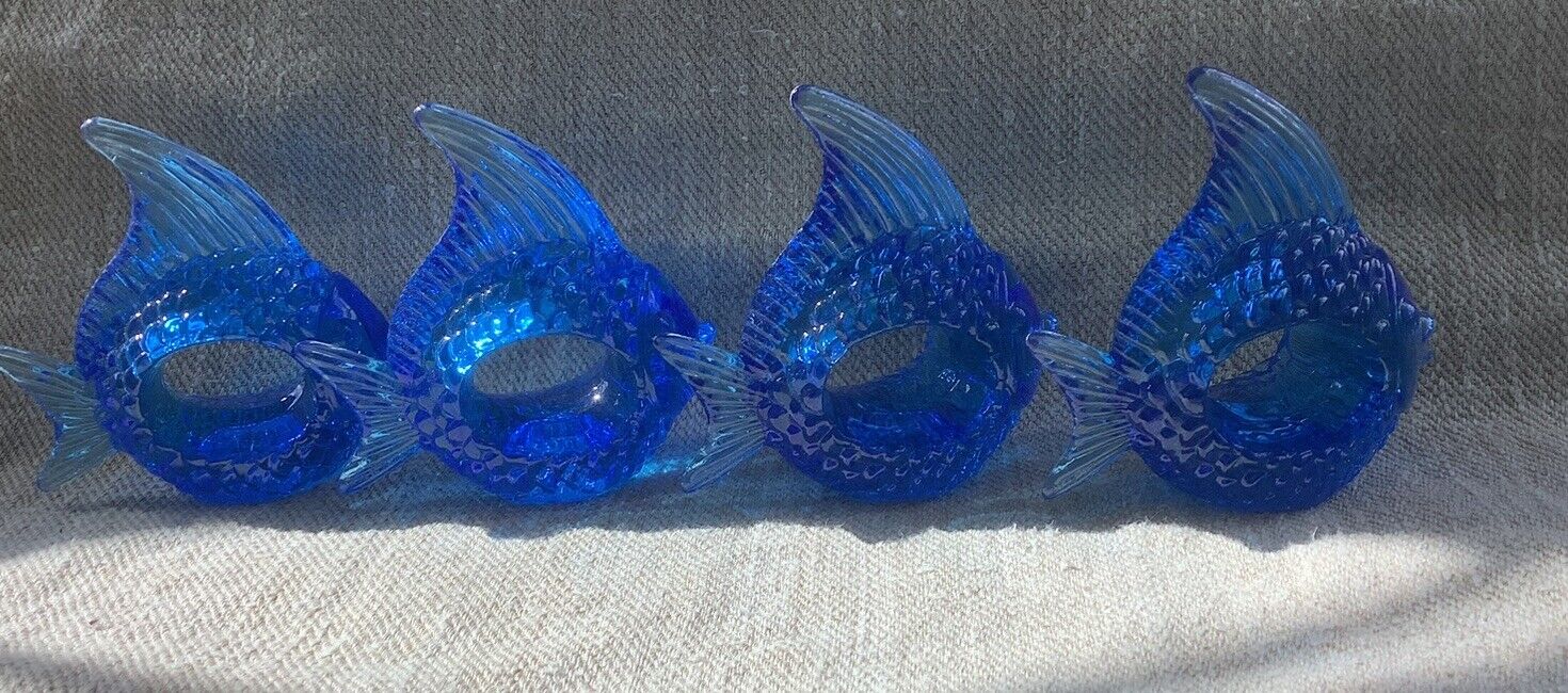 Vint 4 Acrylic Lucite Angel Fish Napkin Holders Beachy