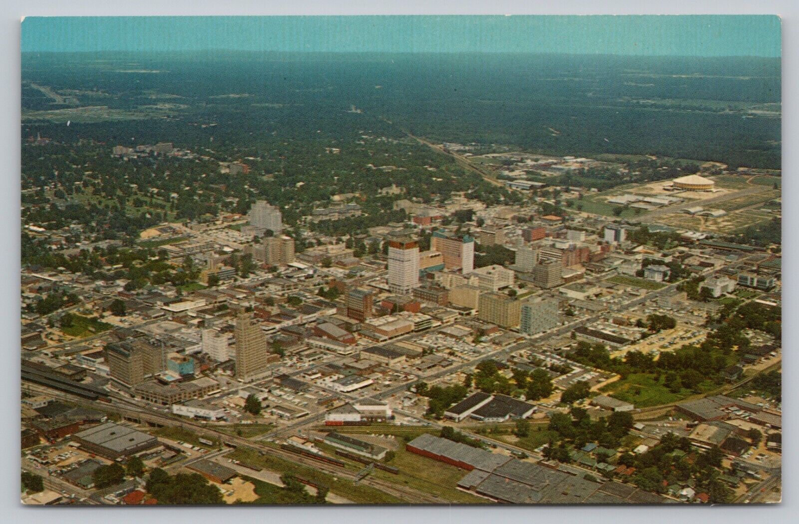 Postcard MS Jackson Aerial View Looking Northeast Downtown Business Section I9