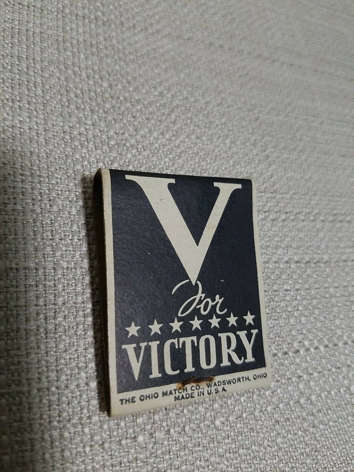 1940 Ohio Match Co WW2 V FOR VICTORY Authentic Vintage matchbook (Full book)  