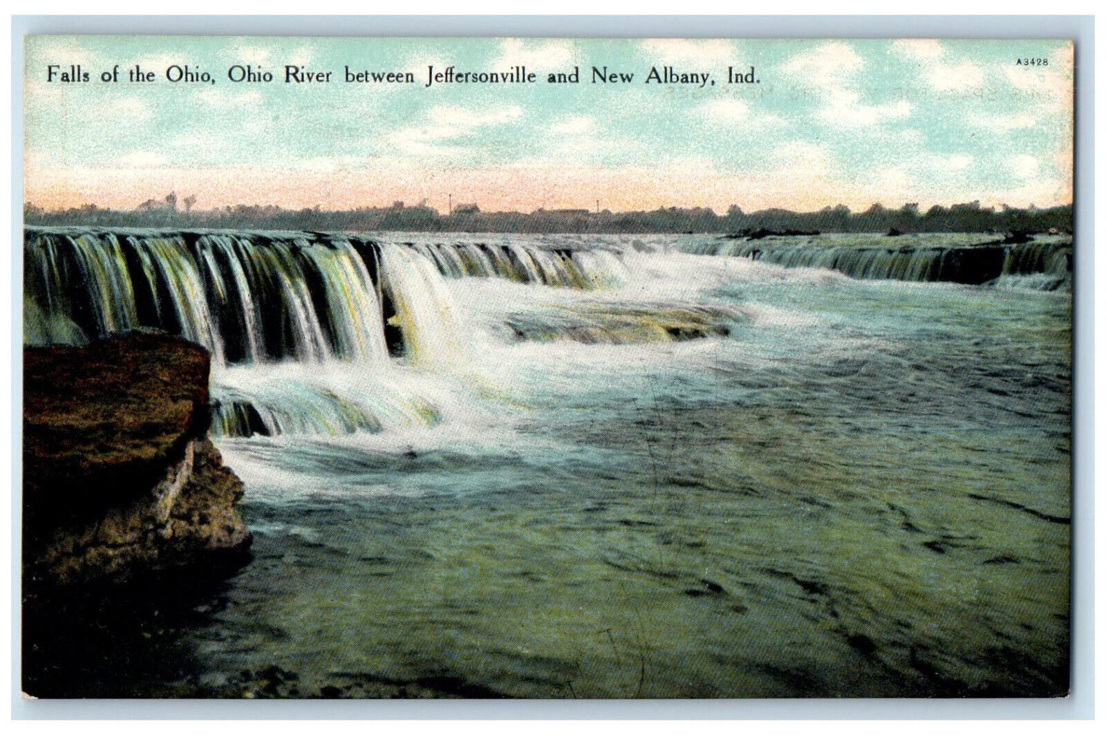 Falls Of The Ohio River Between Jeffersonville & New Albany Indiana IN Postcard