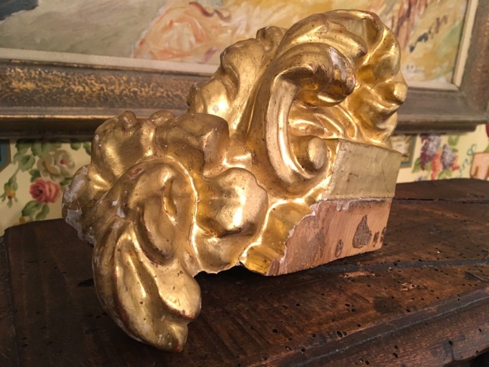 Spanish 1800s Baroque Filament Fragment Gold Gilt 8”