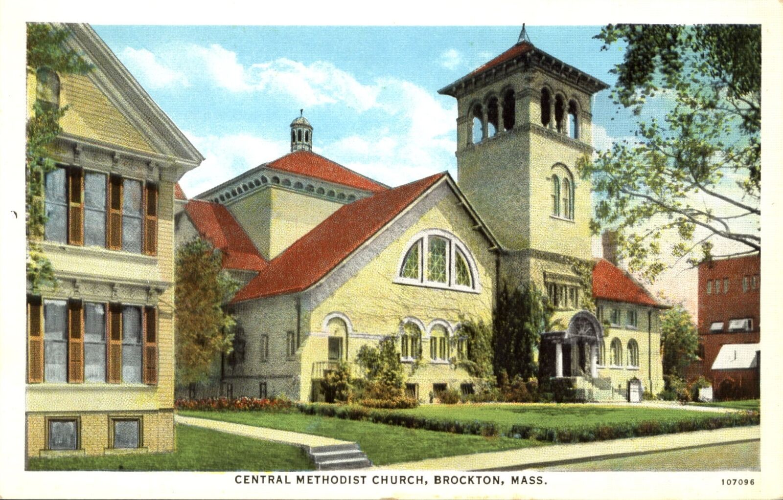 Central Methodist Church Brockton Massachusetts MA ~ 1930s vintage postcard