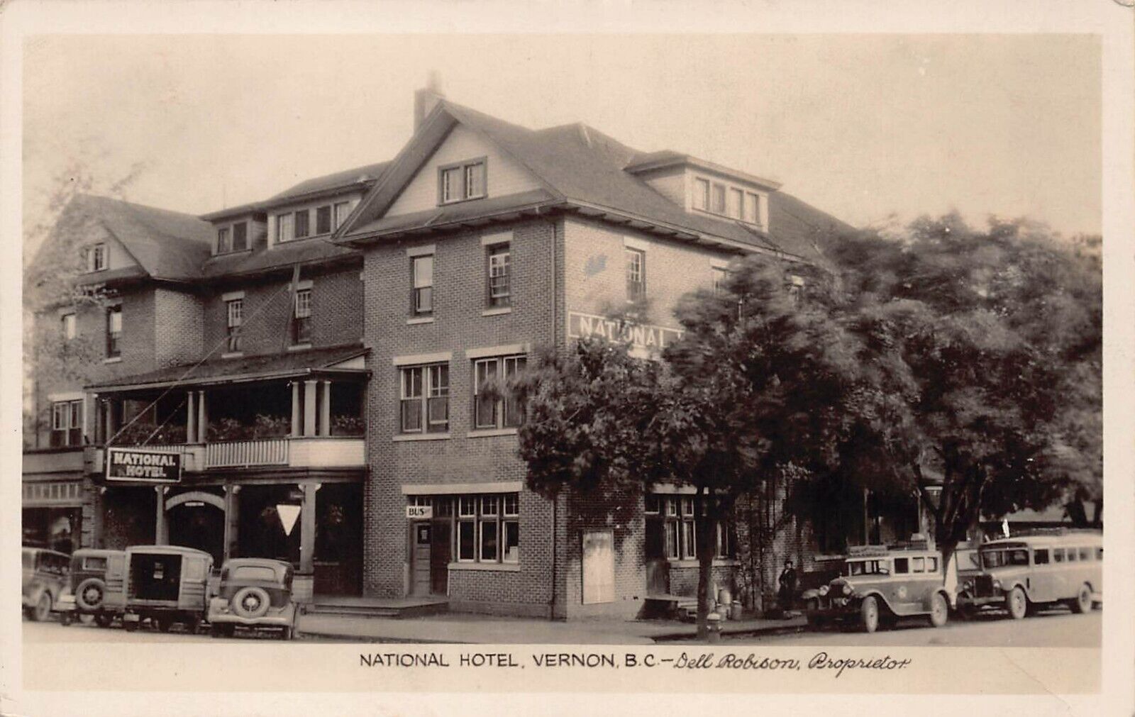 RPPC National Hotel Vernon BC Canada Okanagan Downtown Photo Vtg Postcard Y5