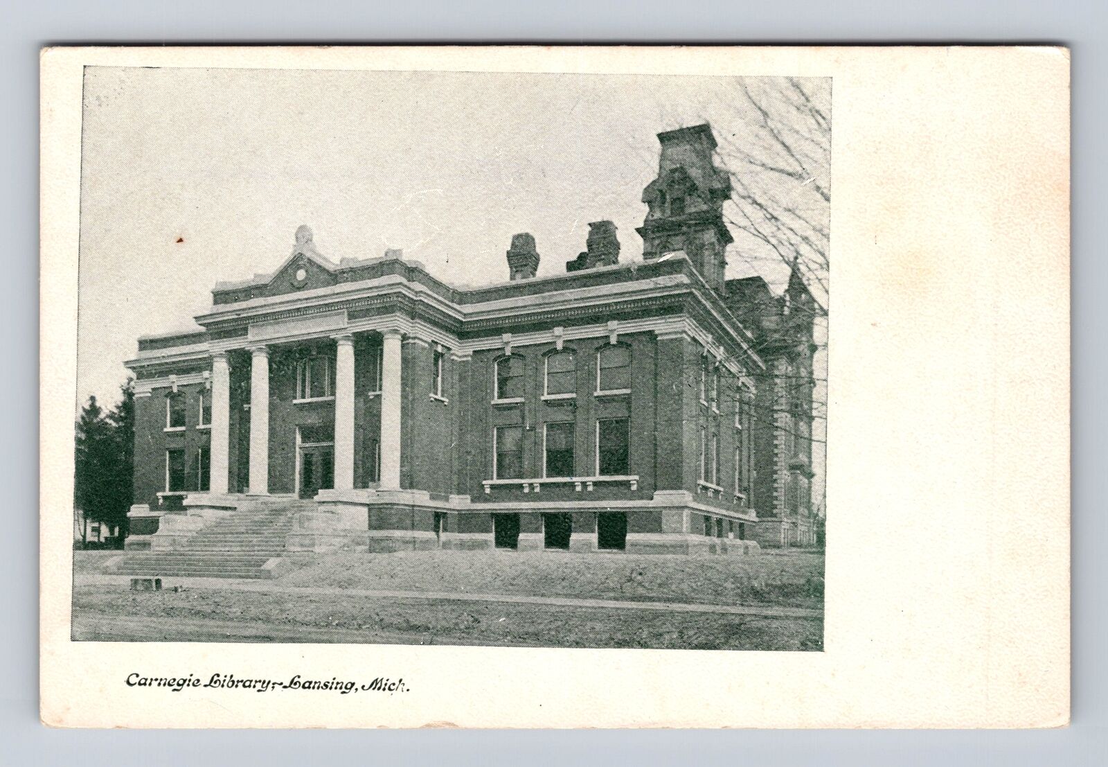 Lansing MI-Michigan, Carnegie Library, Antique, Vintage Souvenir Postcard