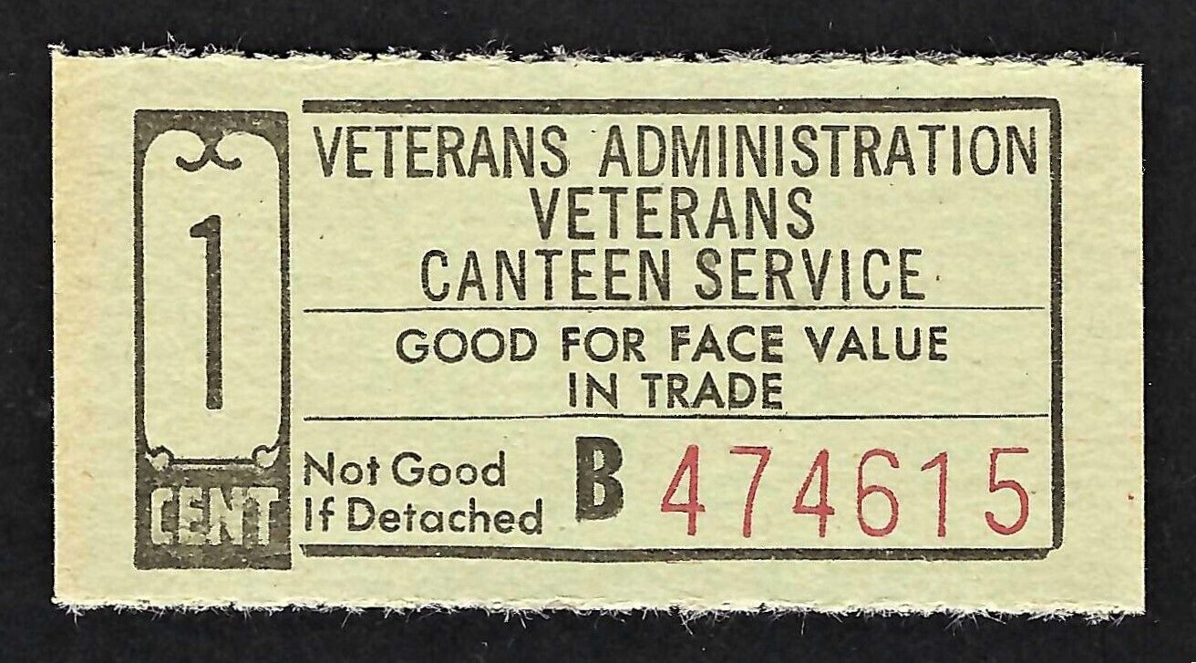 1 Cent - Veterans Administration Canteen Service - ticket - chit