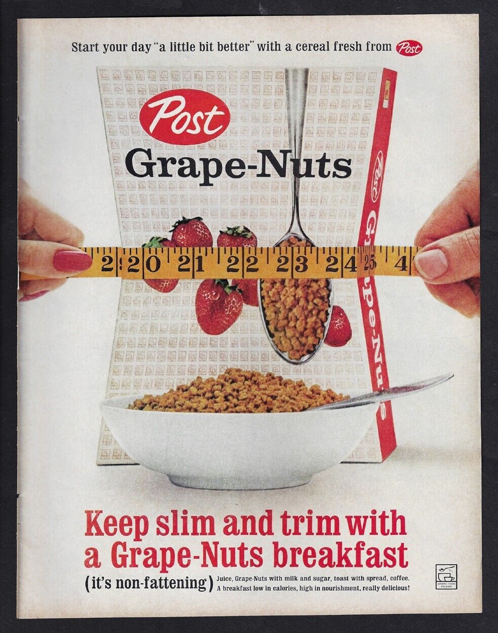 1962 POST GRAPE-NUTS Cereal Print Ad \