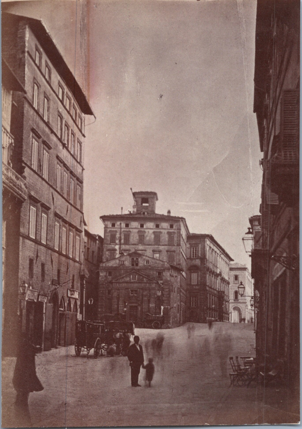 Italy, Perugia, Via del Corso, Vintage print, circa 1880 Vintage albumen print