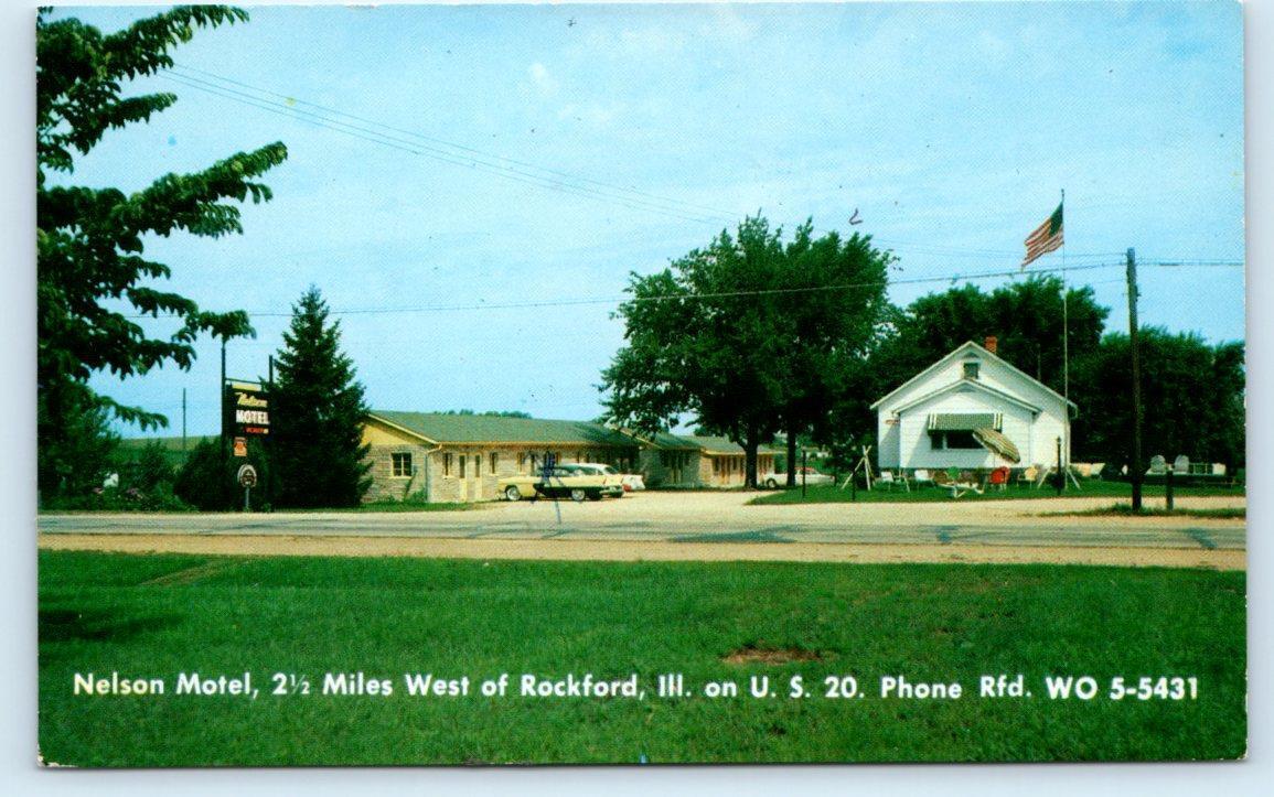 ROCKFORD, IL Illinois ~ Roadside NELSON MOTEL c1960s Winnebago County Postcard