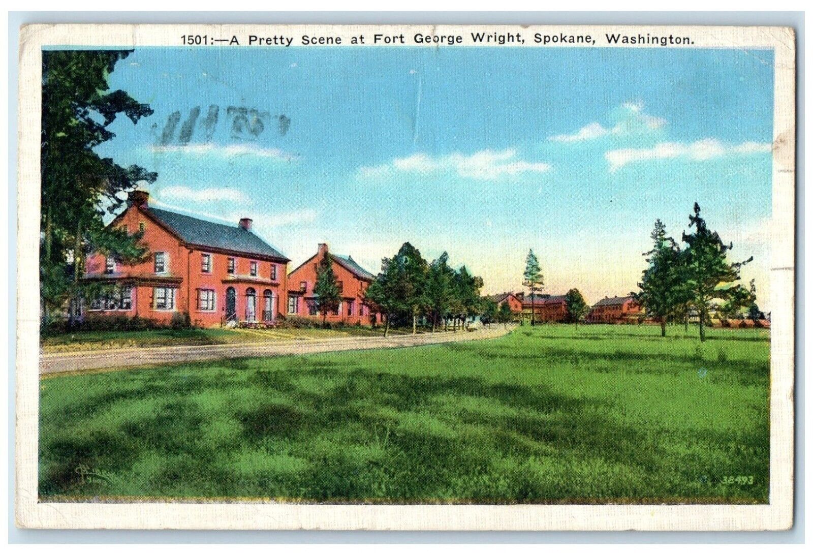 1935 Pretty Scene Fort George Wright Spokane Washington Vintage Antique Postcard