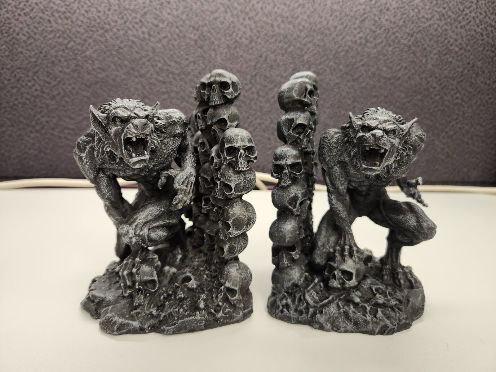 Werewolf and Skulls Bookend Set Home Decoration