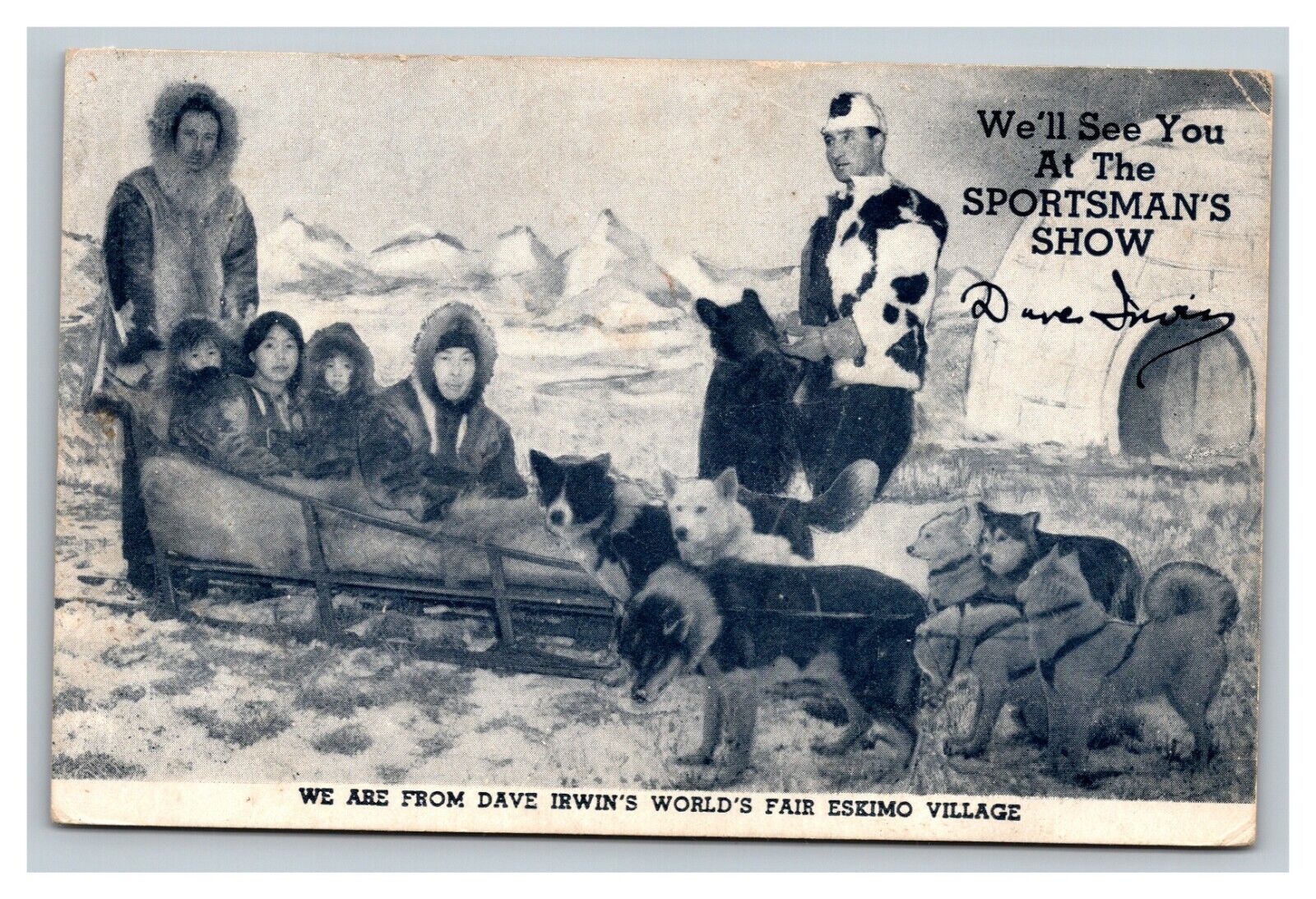 Vintage 1933 Postcard Dave Irwin\'s Fair Eskimo Village Chicago World\'s Fair
